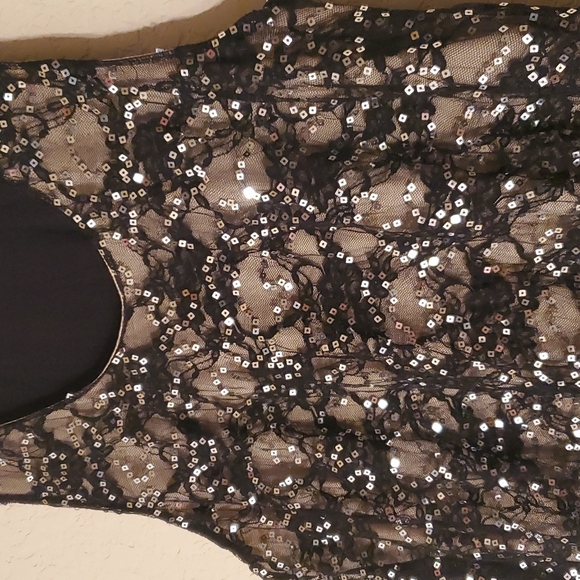 VTG Y2K Wet Seal 2x black sheer sequins tank top with sheer undershirt - Picture 2 of 11